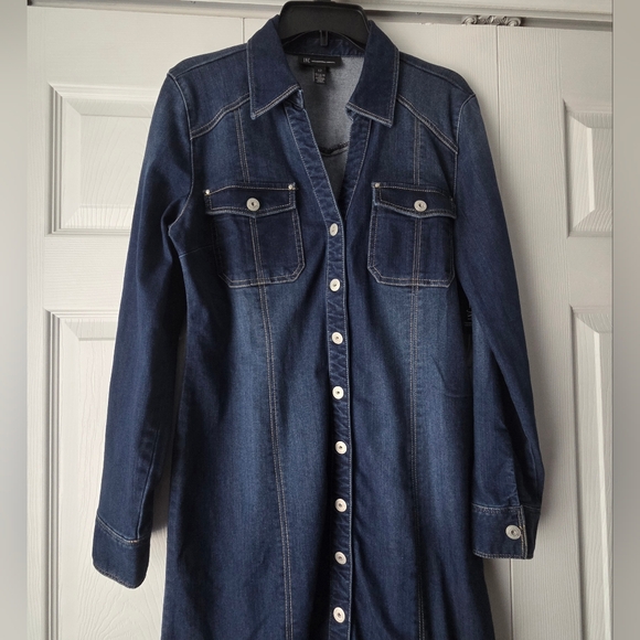 NWT INC International Concepts Dark Blue Stretch Denim Dress Size 12 - Picture 3 of 10